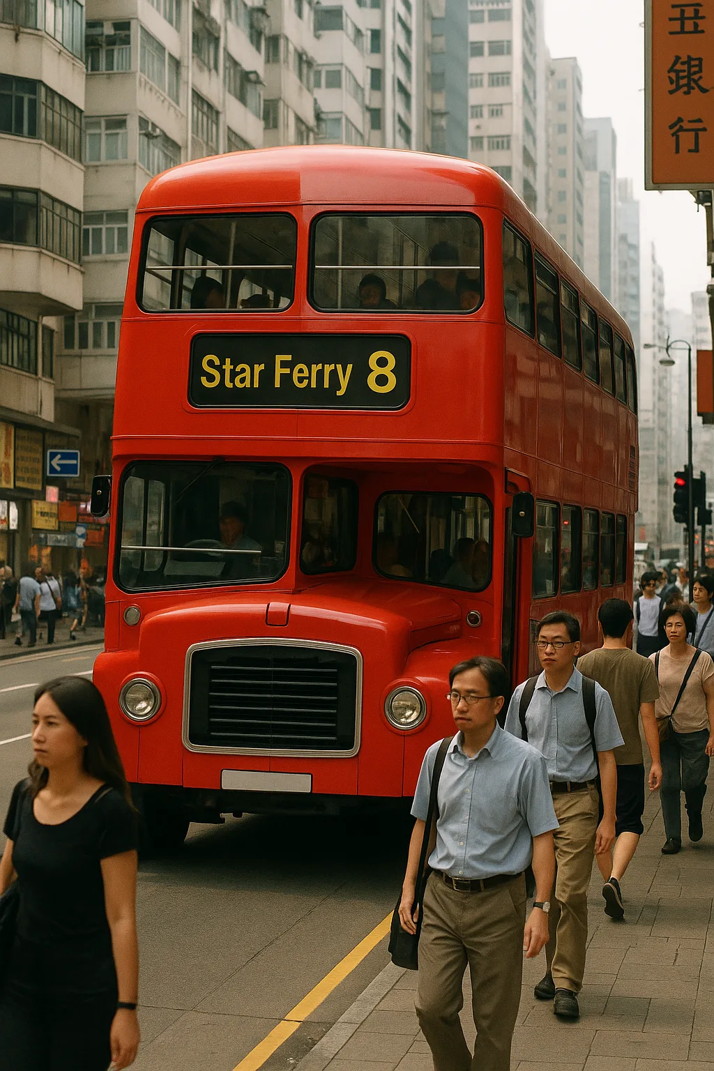 Red Double-decker Bus Marked "Star Ferry"