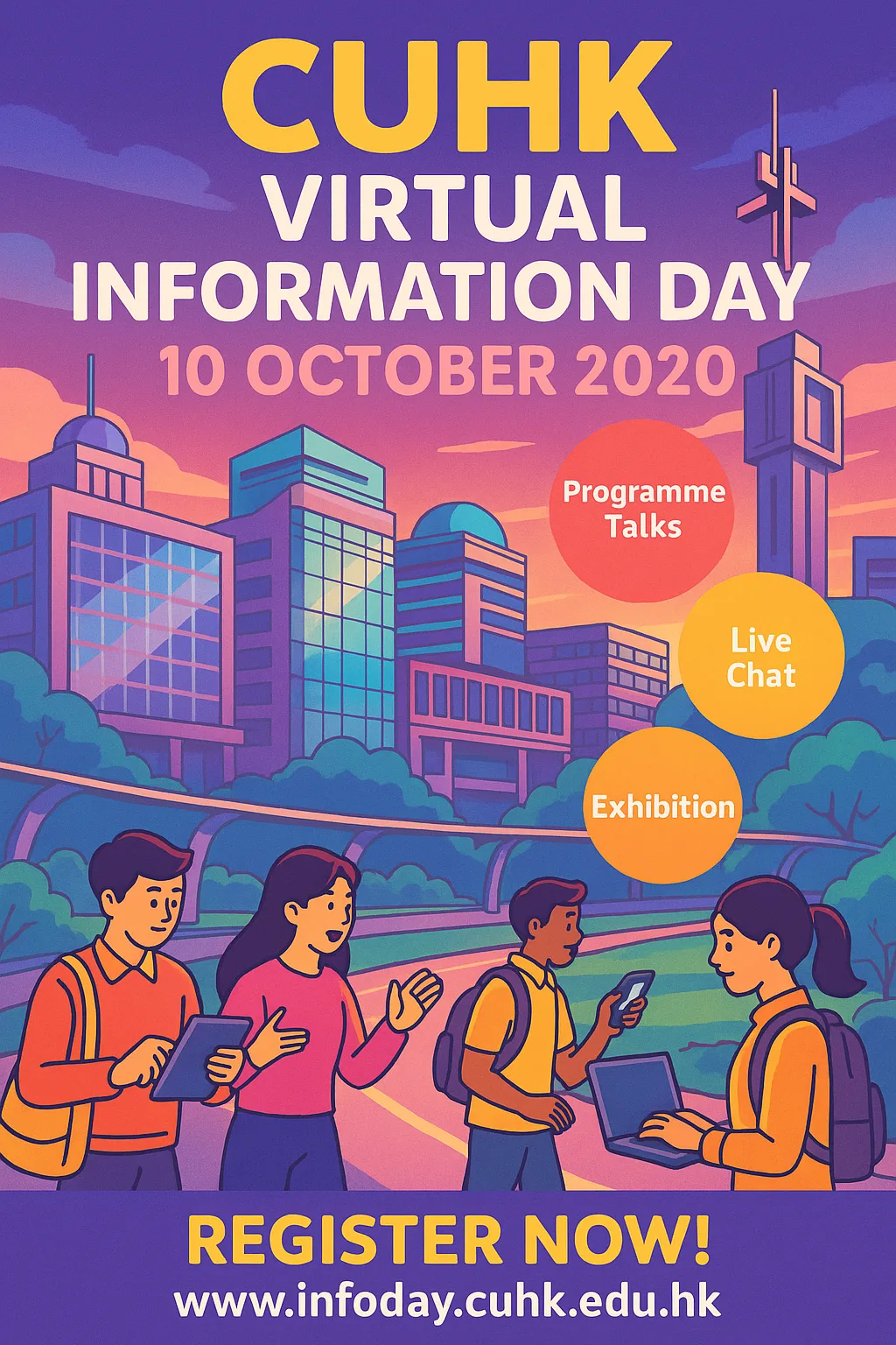 Vibrant Poster for CUHK's Virtual Information Day on October 10