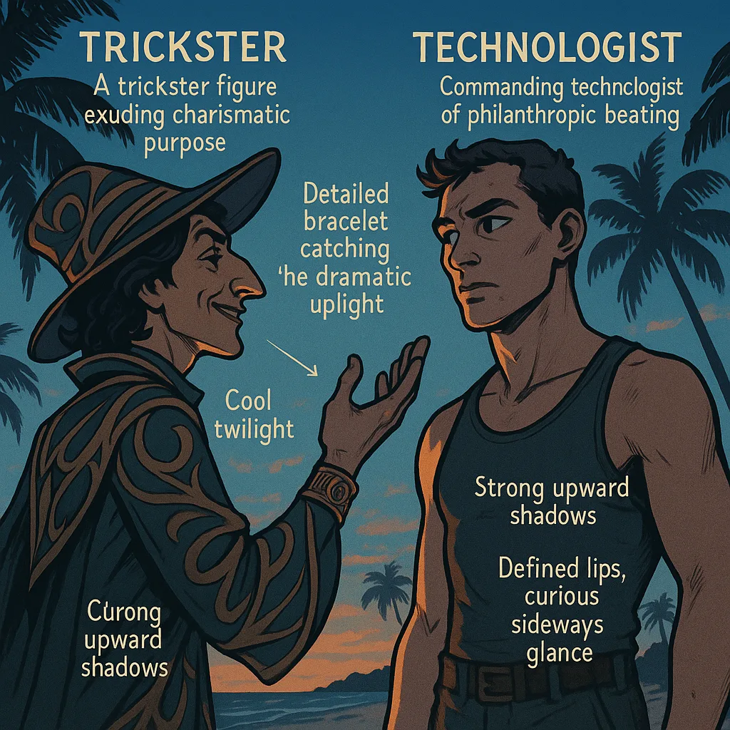 Trickster Figure Exuding Charismatic Purpose