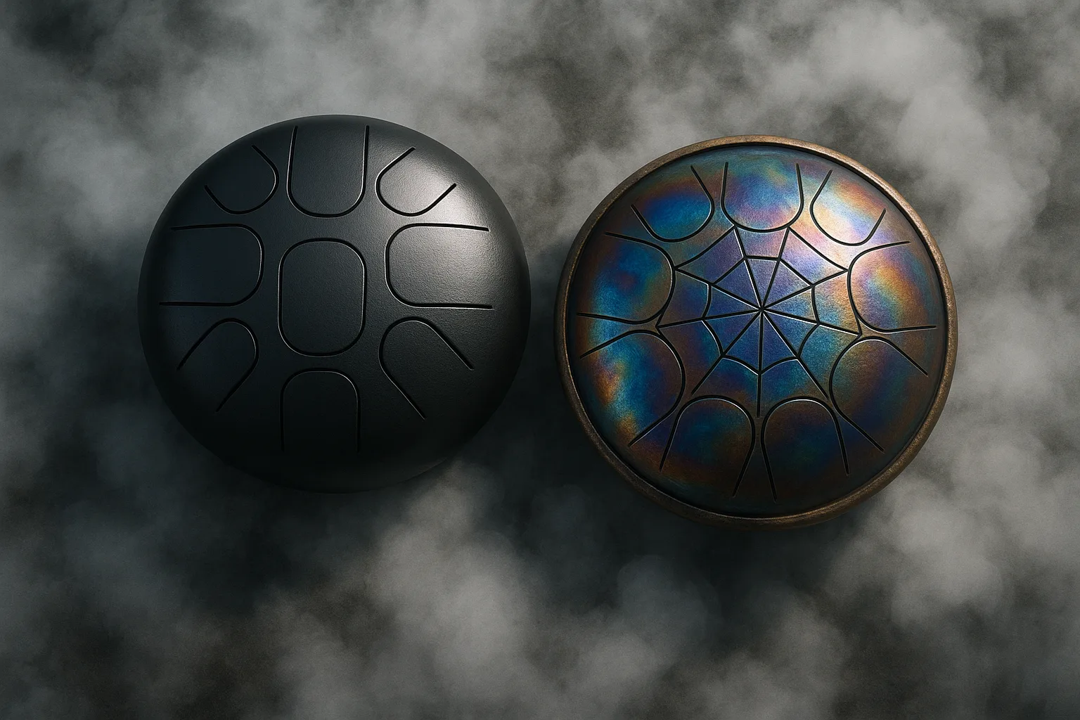 Dense Ground-level Fog Creates an Eerie Atmosphere Around Two Distinctly