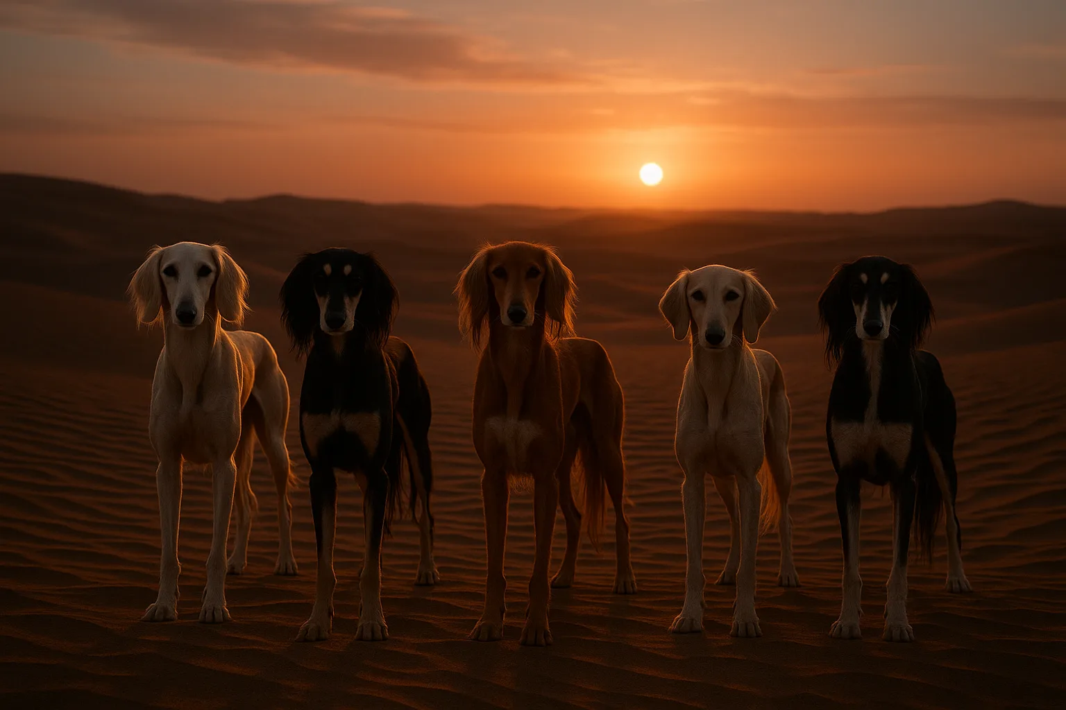 Five Varied Salukis