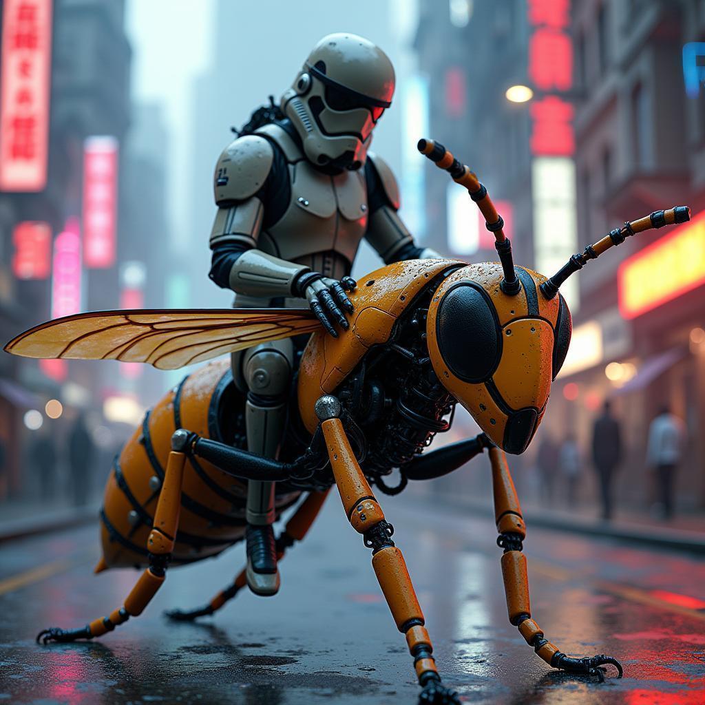 Stormtrooper Riding a Cyborg Wasp