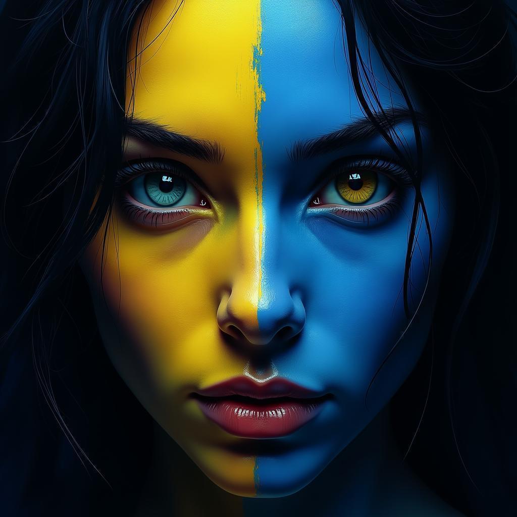 Swedish Symmetry Portrait in Blue and Yellow