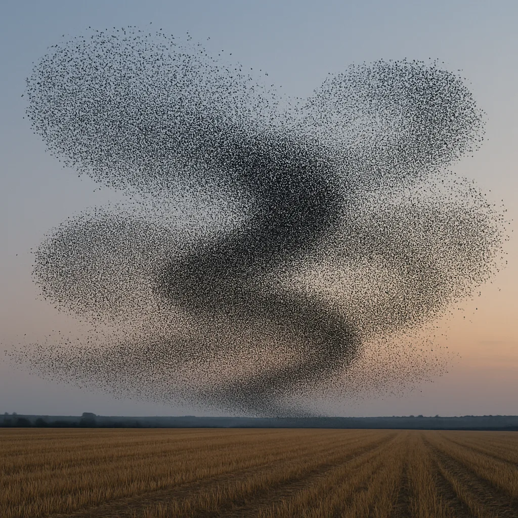 Vast Murmuration of Starlings Creates