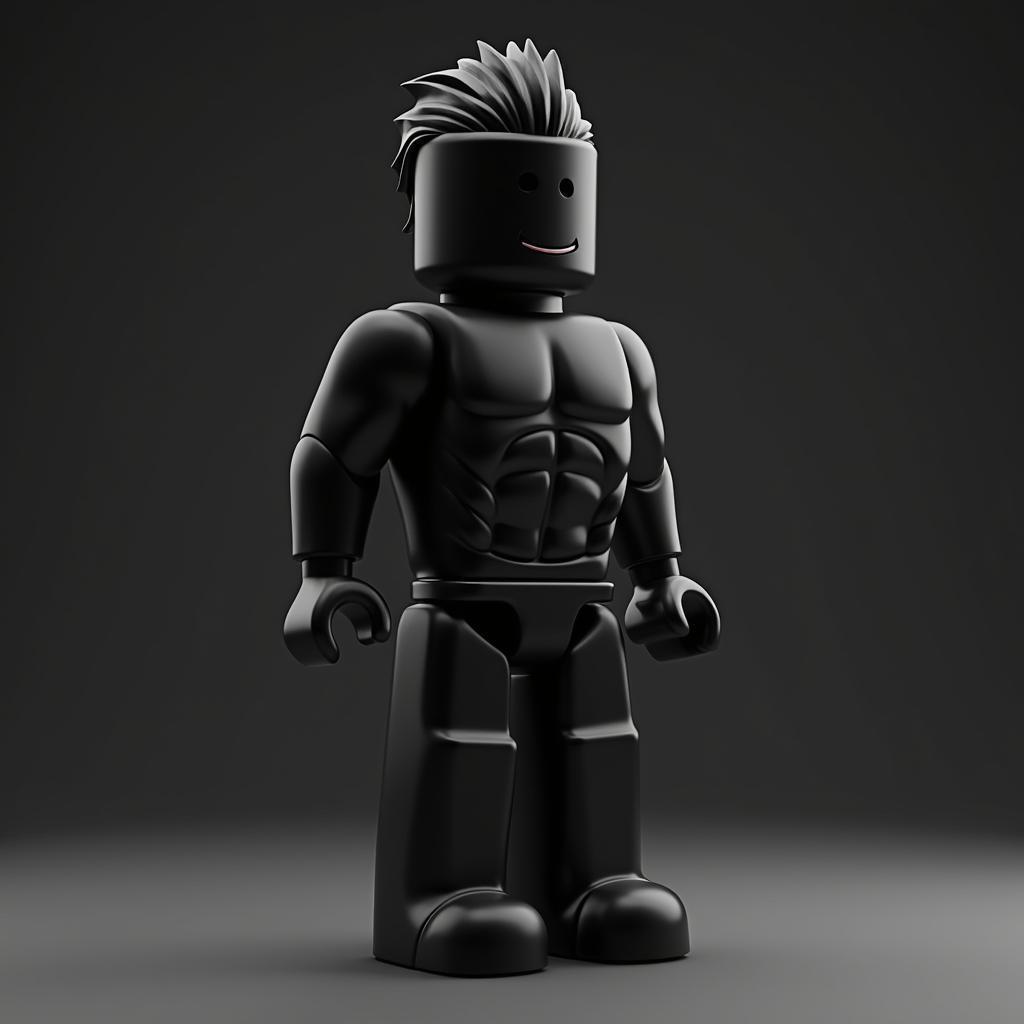 Gigachad Sculpted in Monochrome Roblox Style