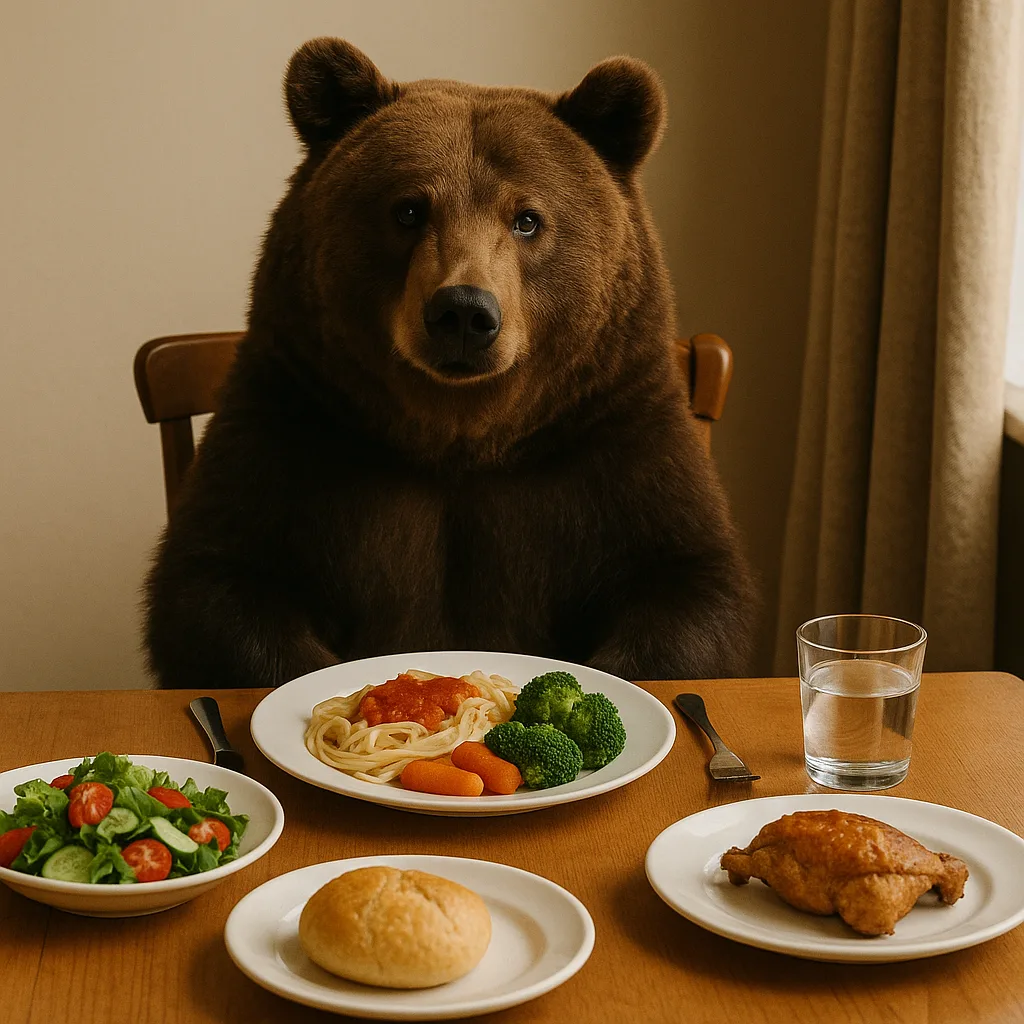 Depiction of a Bear Seated on a Chair