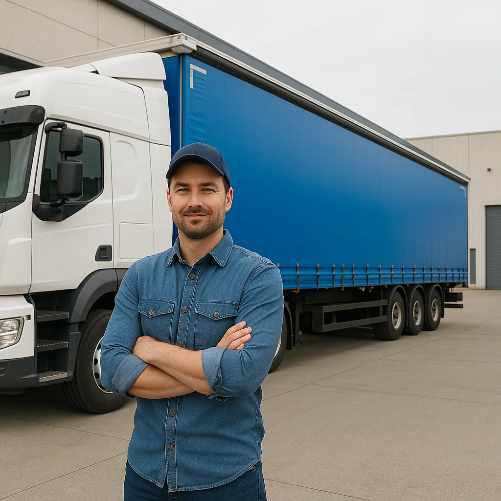Man Is Positioned Beside a Truck