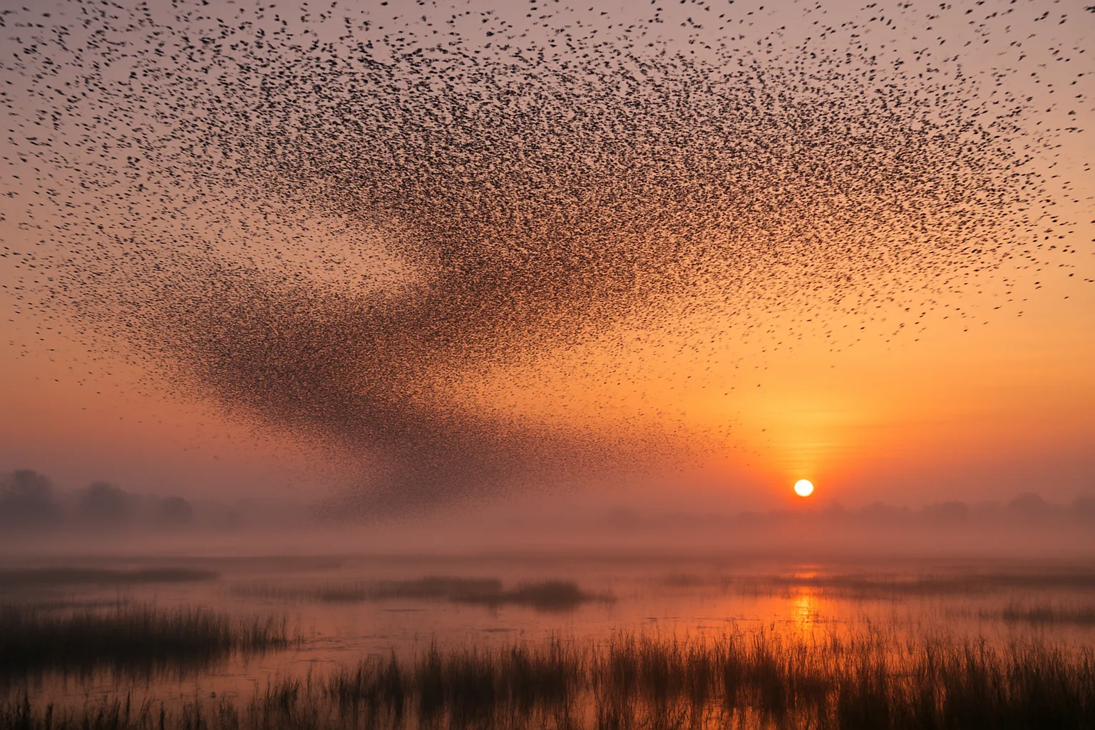 Vast Flock of Thousands of Birds Creates a Dynamic