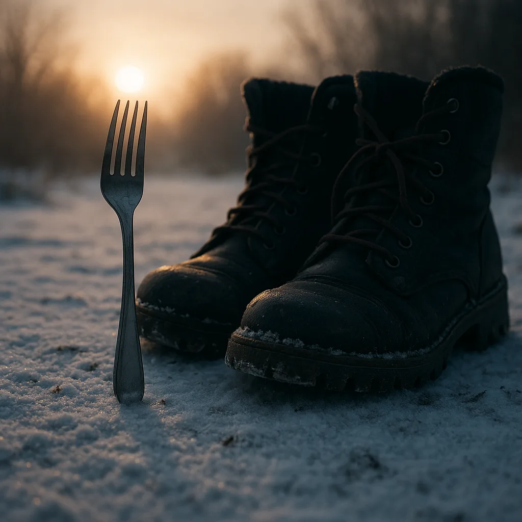 Depict a Real Morning Scenario Featuring Snow Boots
