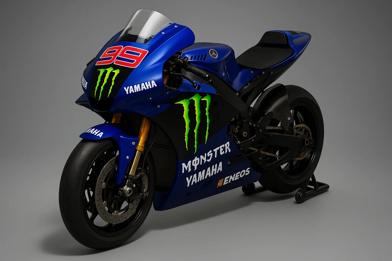 Sleek Blue MotoGP Racing Motorcycle Featuring Monster Energy