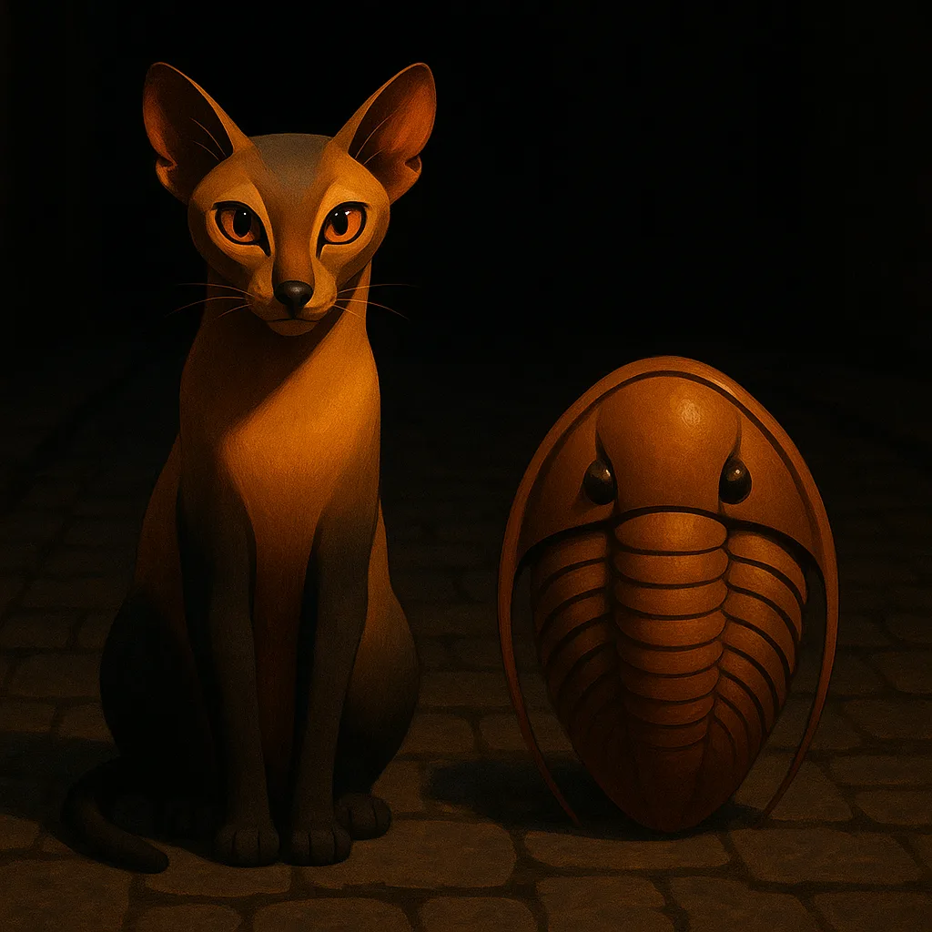 Streamlined Madagascar Cat and Trilobite