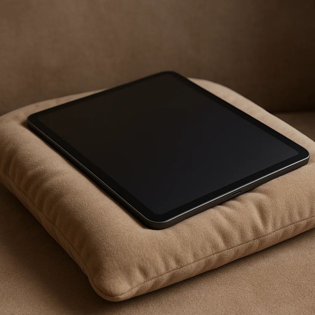 Tablet Placed on a Soft Cushion