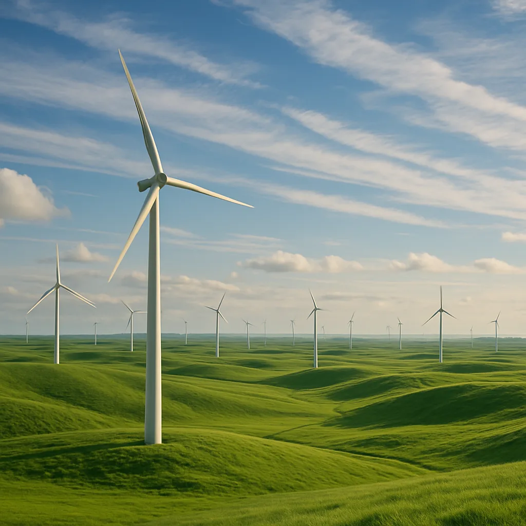 Numerous Distant Wind Turbines Stand Like Silent Sentinels