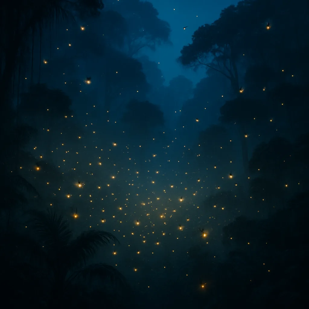 Vast Swarm of Bioluminescent Insects Illuminates a Dense