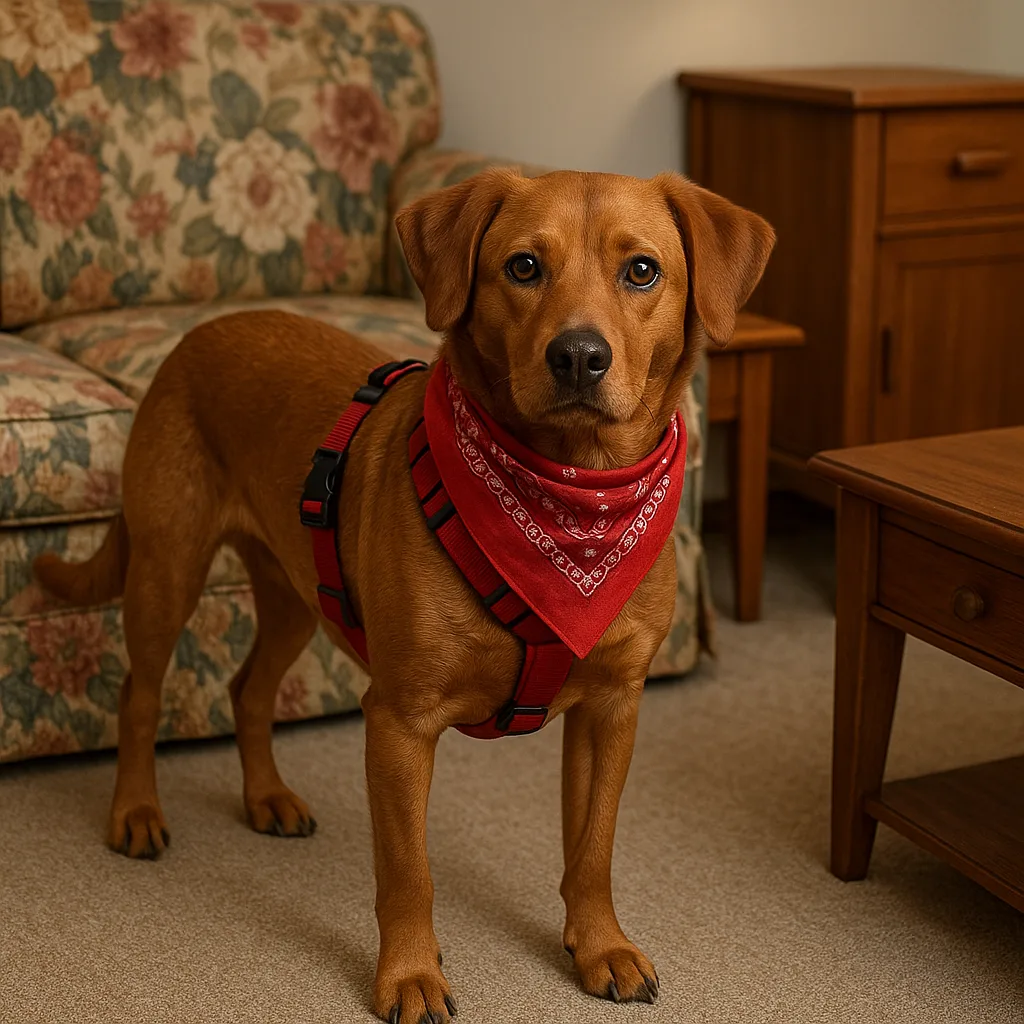 Brown Dog with a Red Bandana