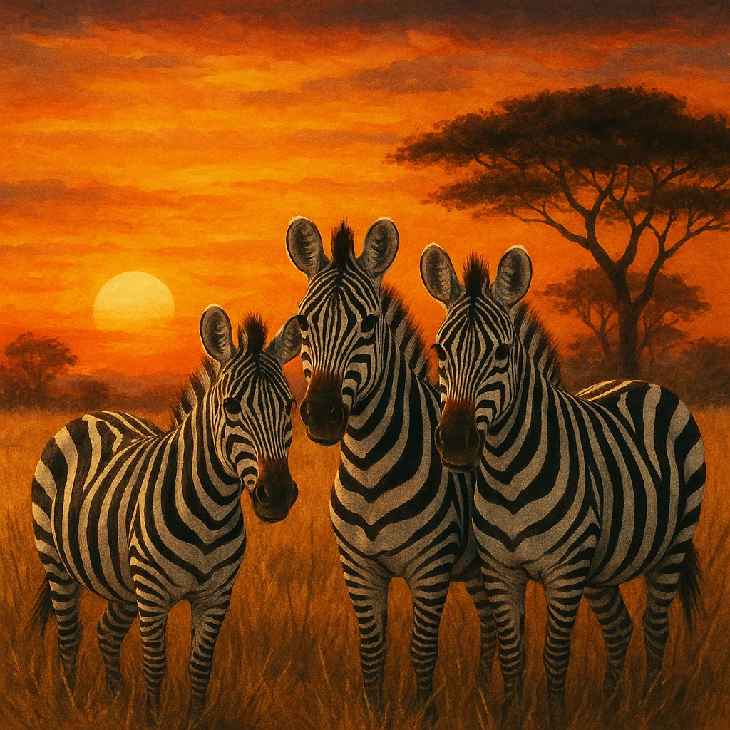 Craft an Illustration Depicting a Trio of Zebras
