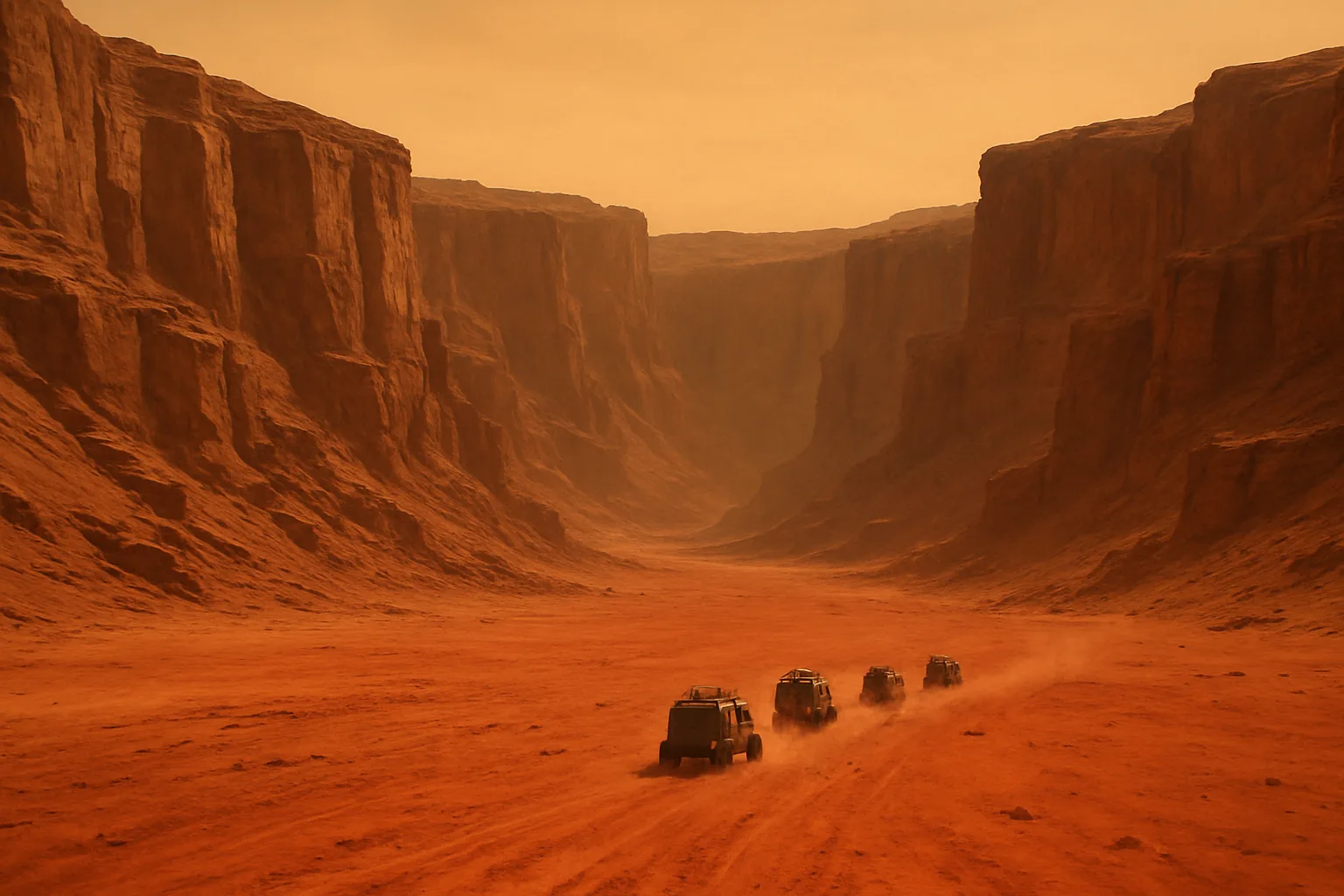 Small Convoy of Rugged Exploration Vehicles