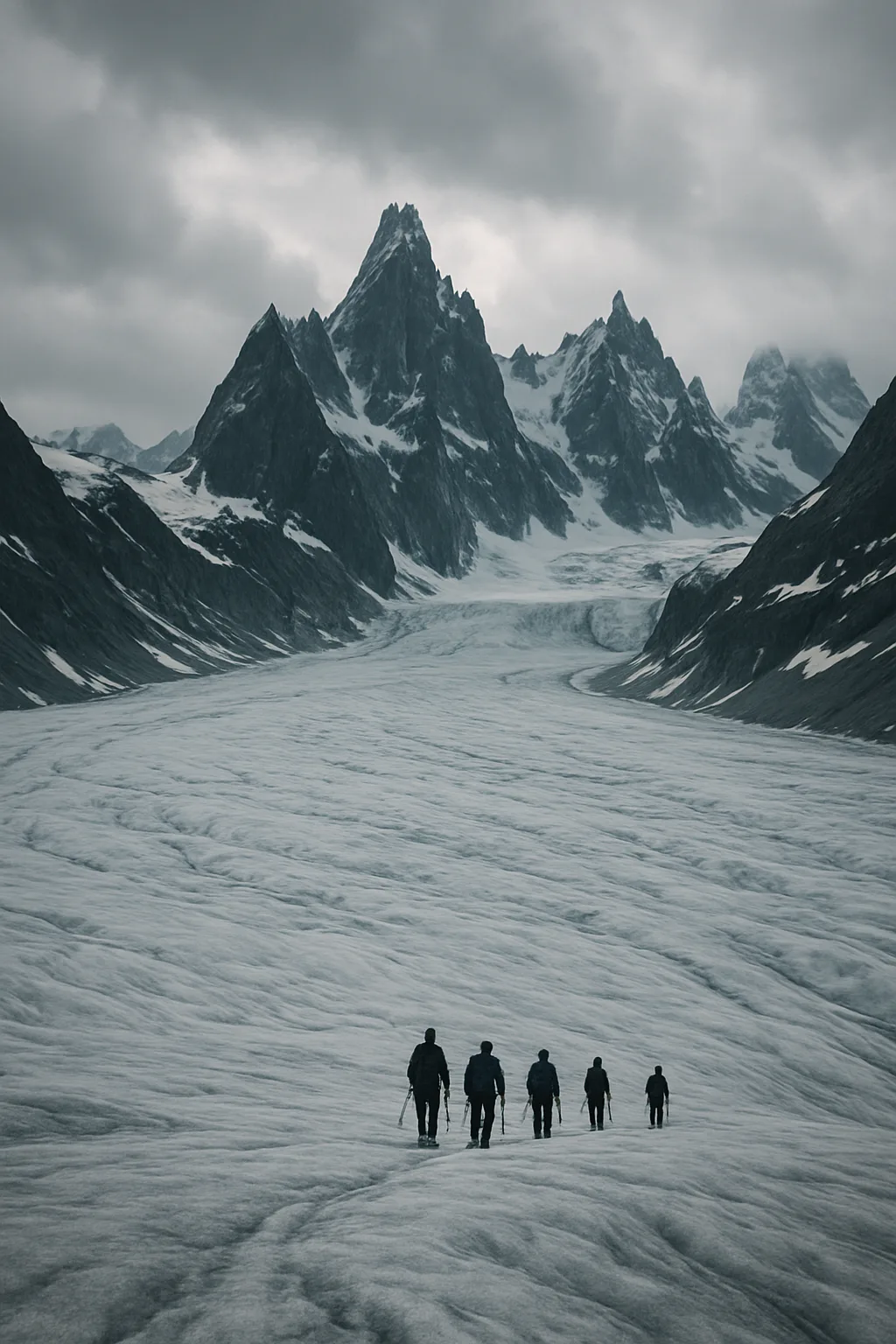 Handful of Distant Figures Trek Across an Expansive