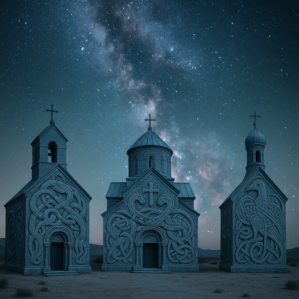 Three Diverse Churches Display Intertwined Zoomorphic Designs