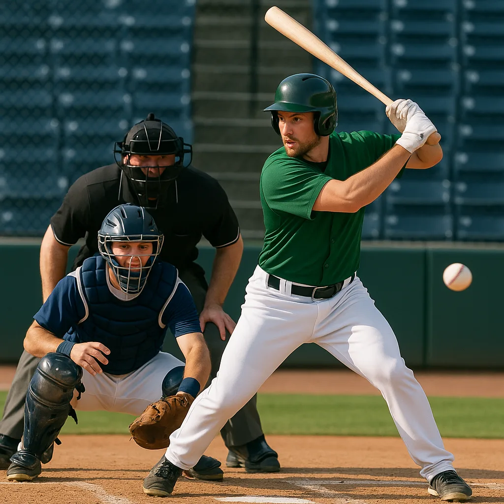 Baseball Player in a Green Jersey Prepares to Hit