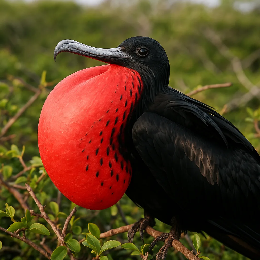 Frigatebird Puffing Up its Crimson Throat Sac