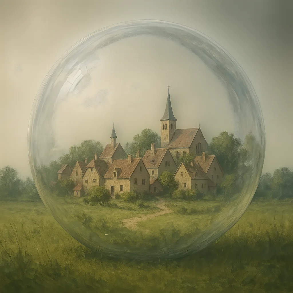 Colossal Clear Sphere Occupies the Foreground