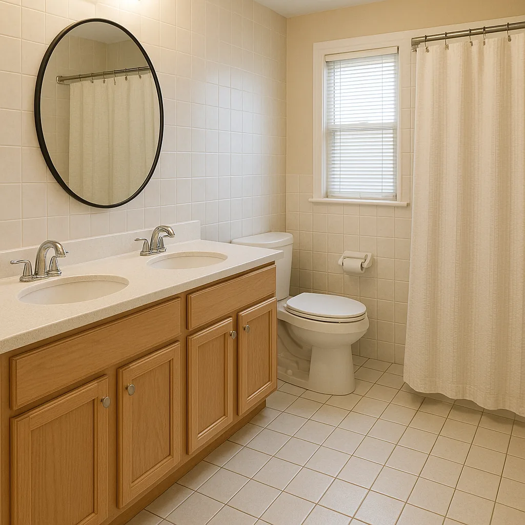 Tiled Bathroom with a Double-sink Vanity