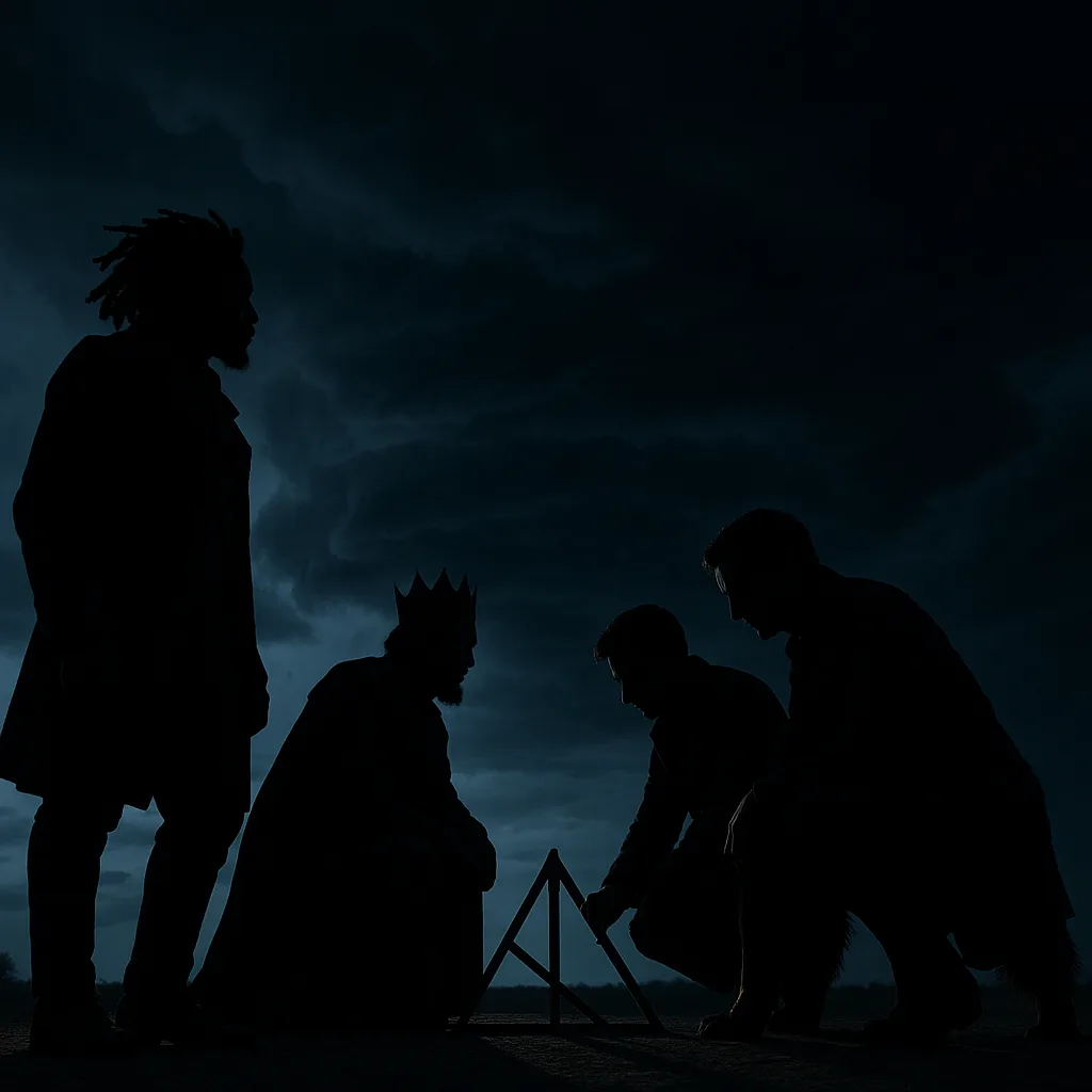 Historical-inspired Revolutionary Figure with a Distinct Dreadlocked Silhouette Looks Sideways