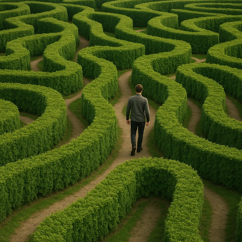 Intricate Network of Winding Trails Within the Garden Maze Offered