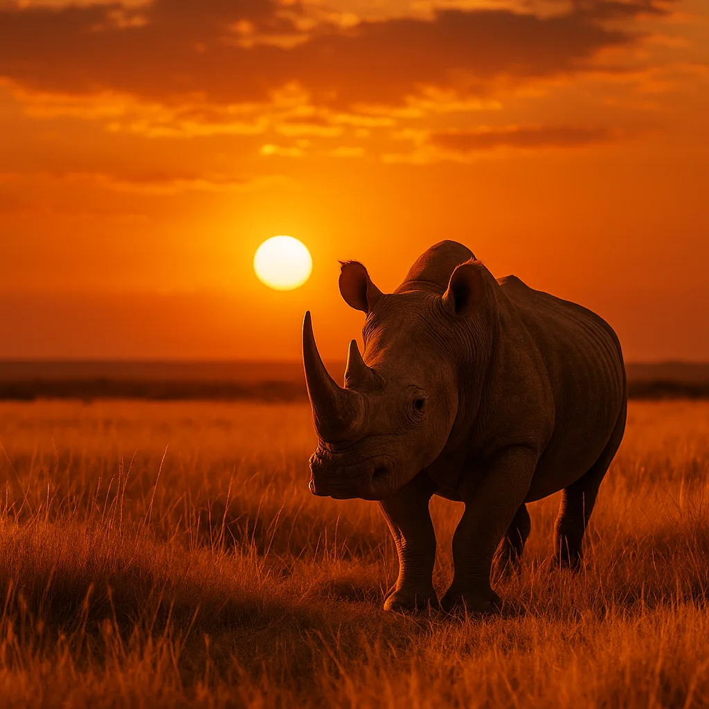 Regal Rhinoceros Positioned in a Sunlit Savanna