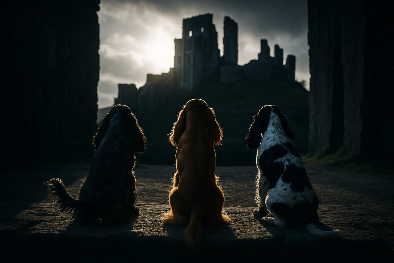 Three Cocker Spaniels—a Compact