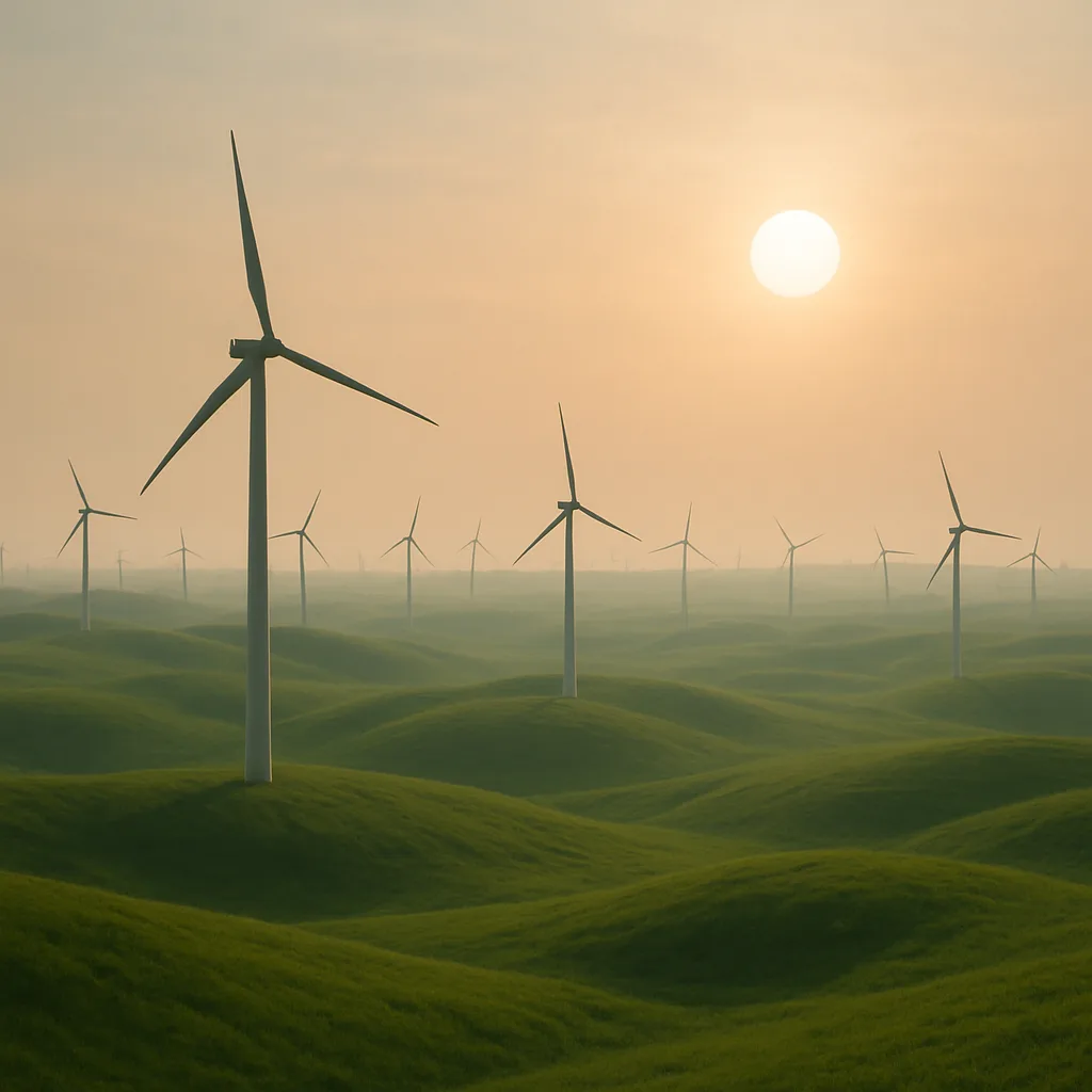 Many Distant Wind Turbines