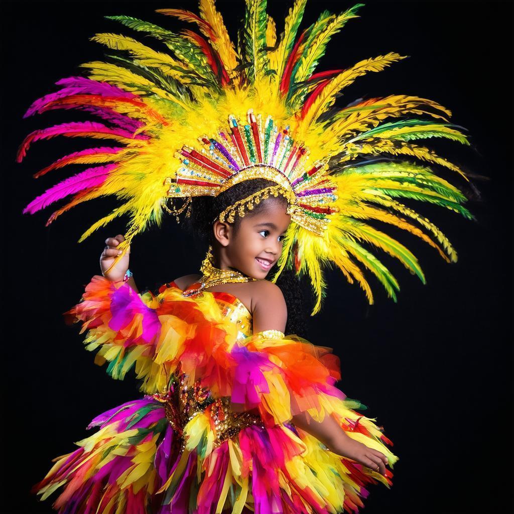 Brazilian Girl Dancing in Carnival Colors