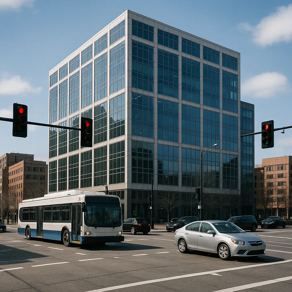 City Street Intersection with Traffic Lights