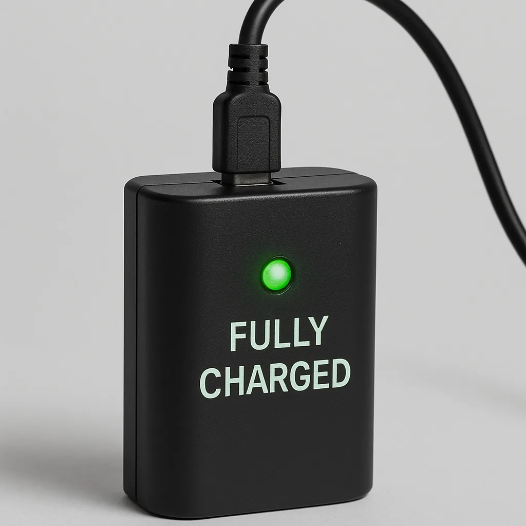 Black Rechargeable Battery Pack with a Charging Cable