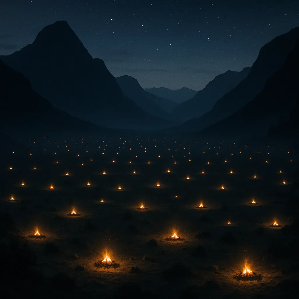 Countless Distant Campfires Twinkle Like Fallen Stars Across a Vast