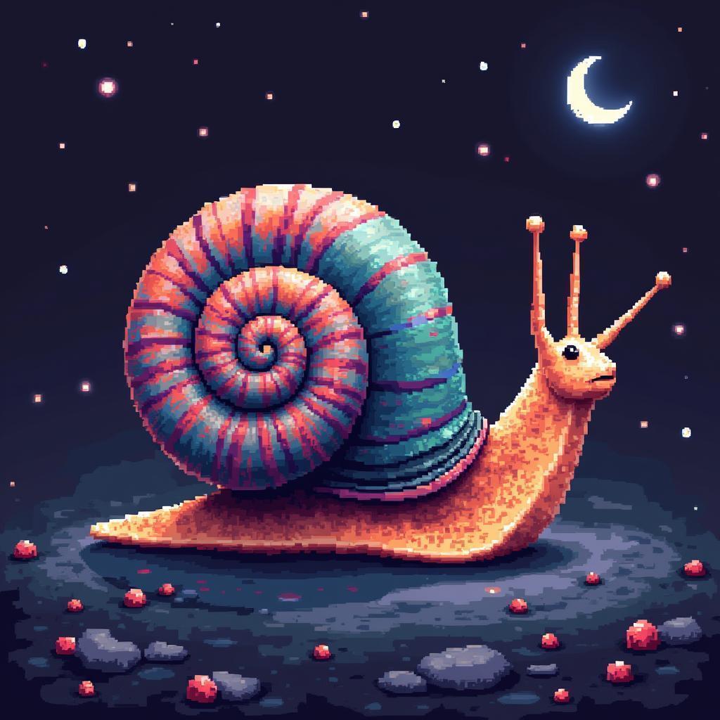 Eight Bit Snail Crafted From a Harp