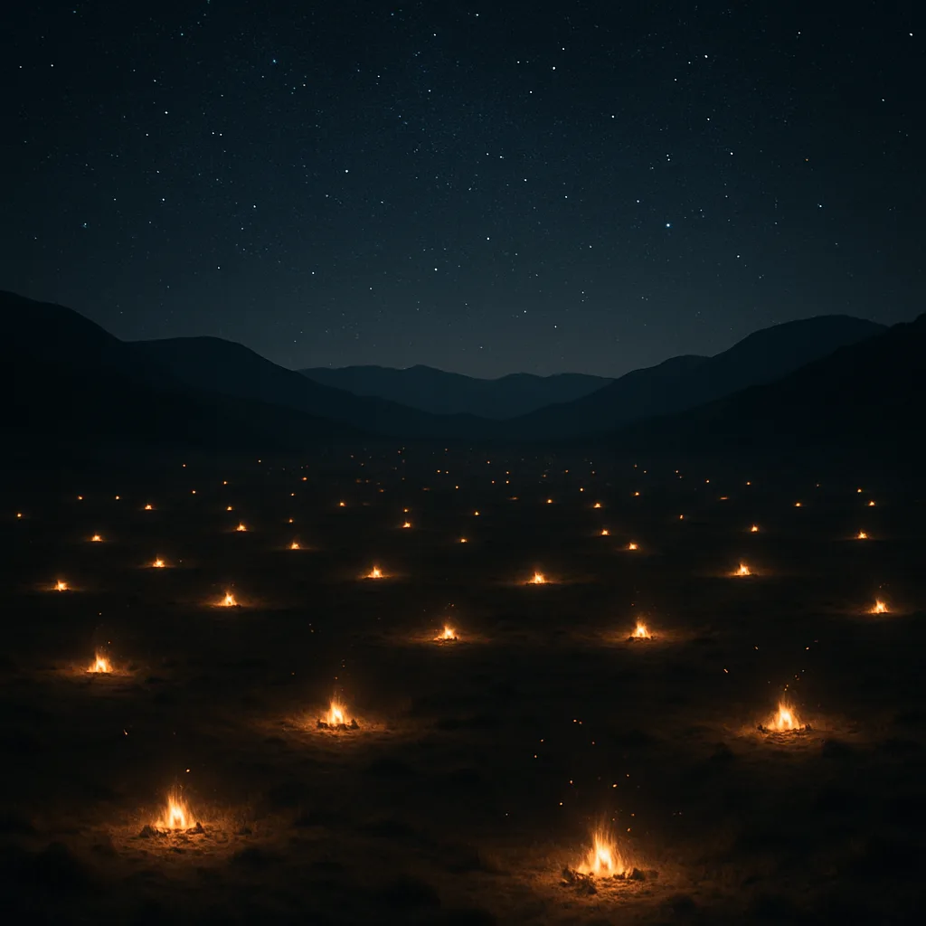 Myriad Distant Campfires Twinkle Like Fallen Stars Across a Vast