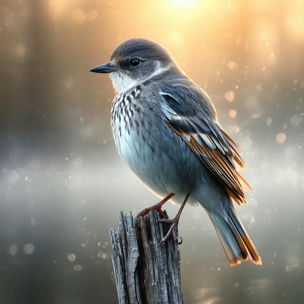 Golden Hour Bird on a Weathered Stick