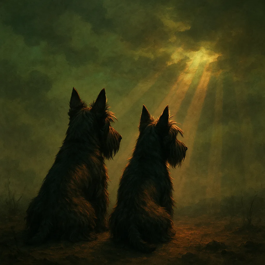 Two Varied Scotch Terriers