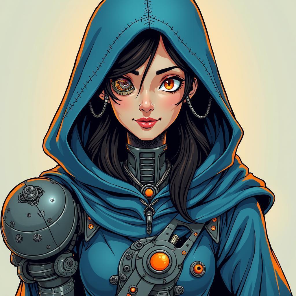 Smiling Priestess With a Cybernetic Eye