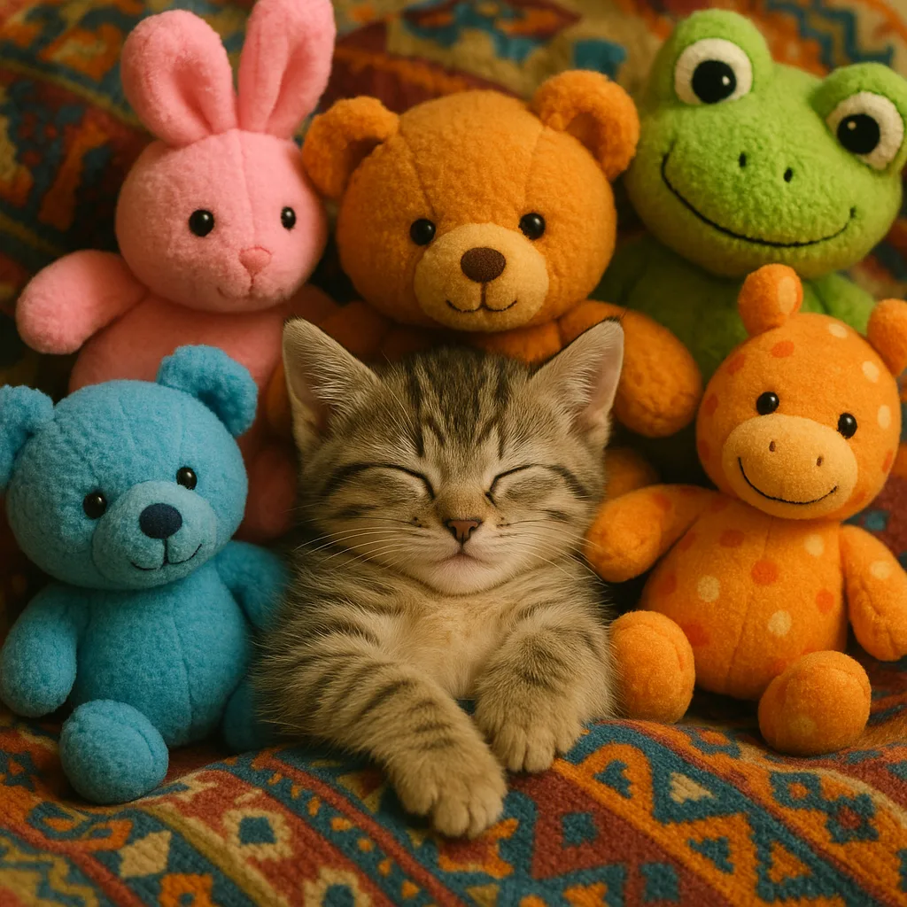 Small Kitten Peacefully Sleeps