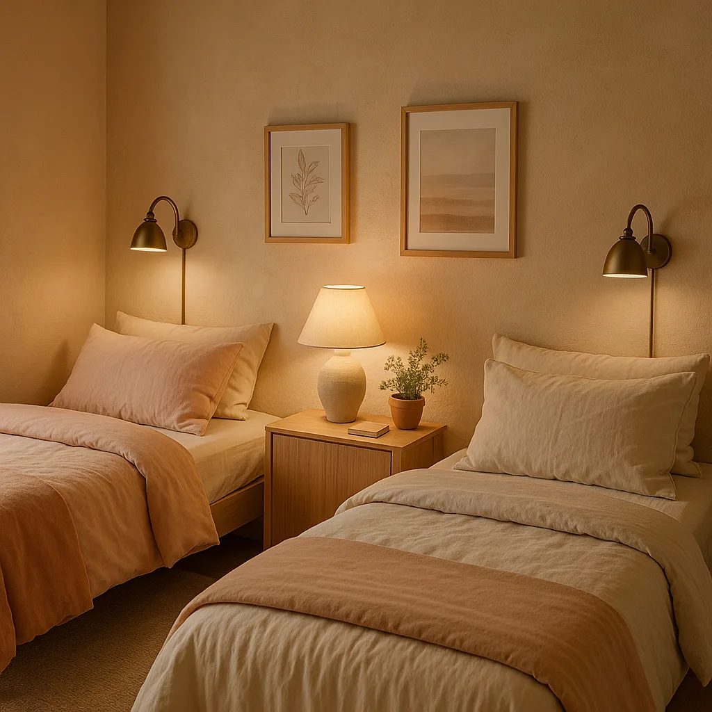 Snug Bedroom Scene with Two Beds