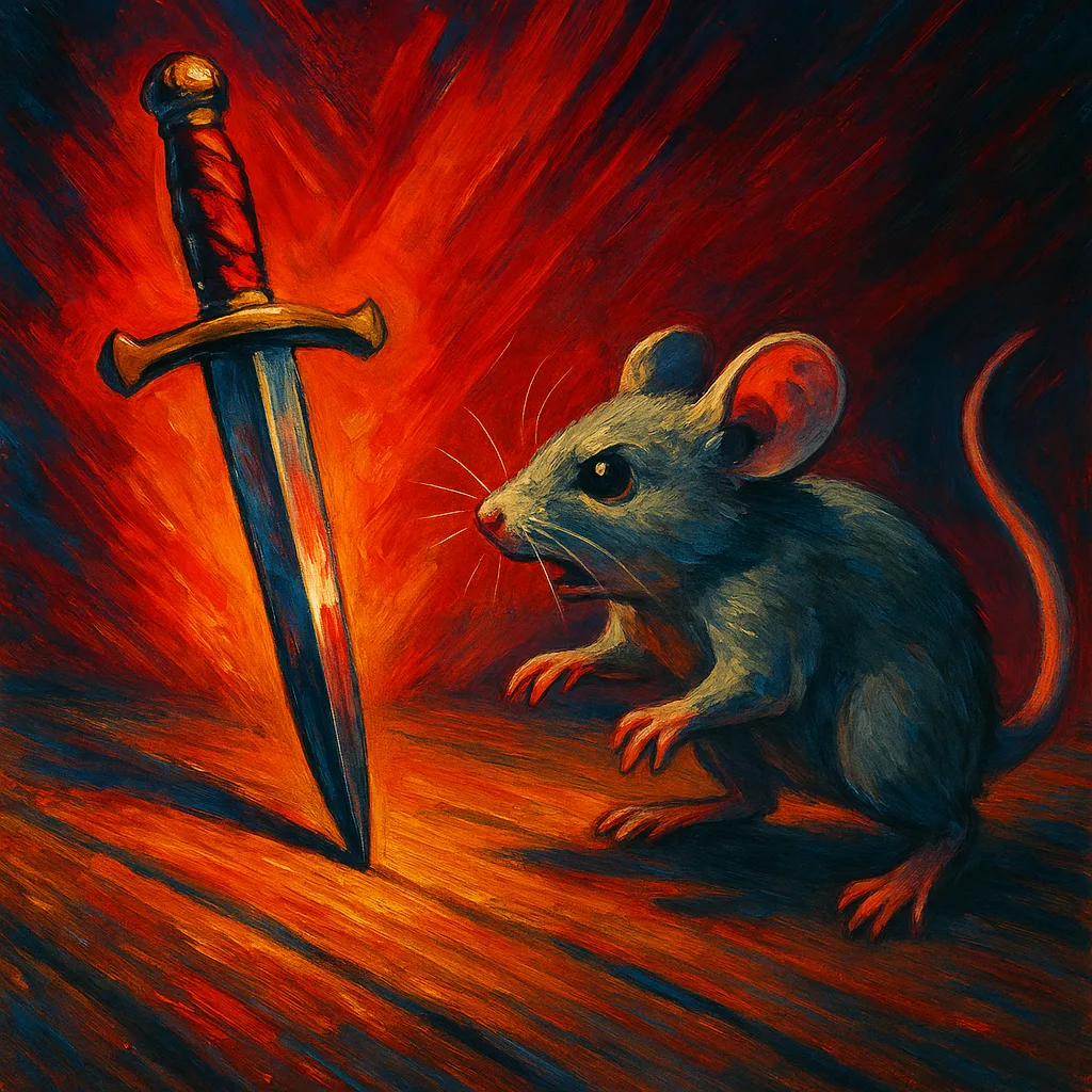 Craft a Gripping Depiction of a Mouse and a Dagger
