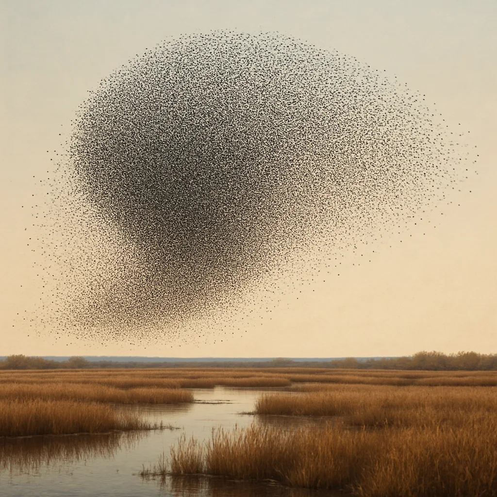 Vast Flock of Countless Starlings Forms a Mesmerizing Murmuration