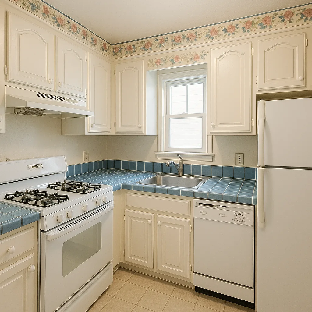Compact Kitchen with White Cabinets