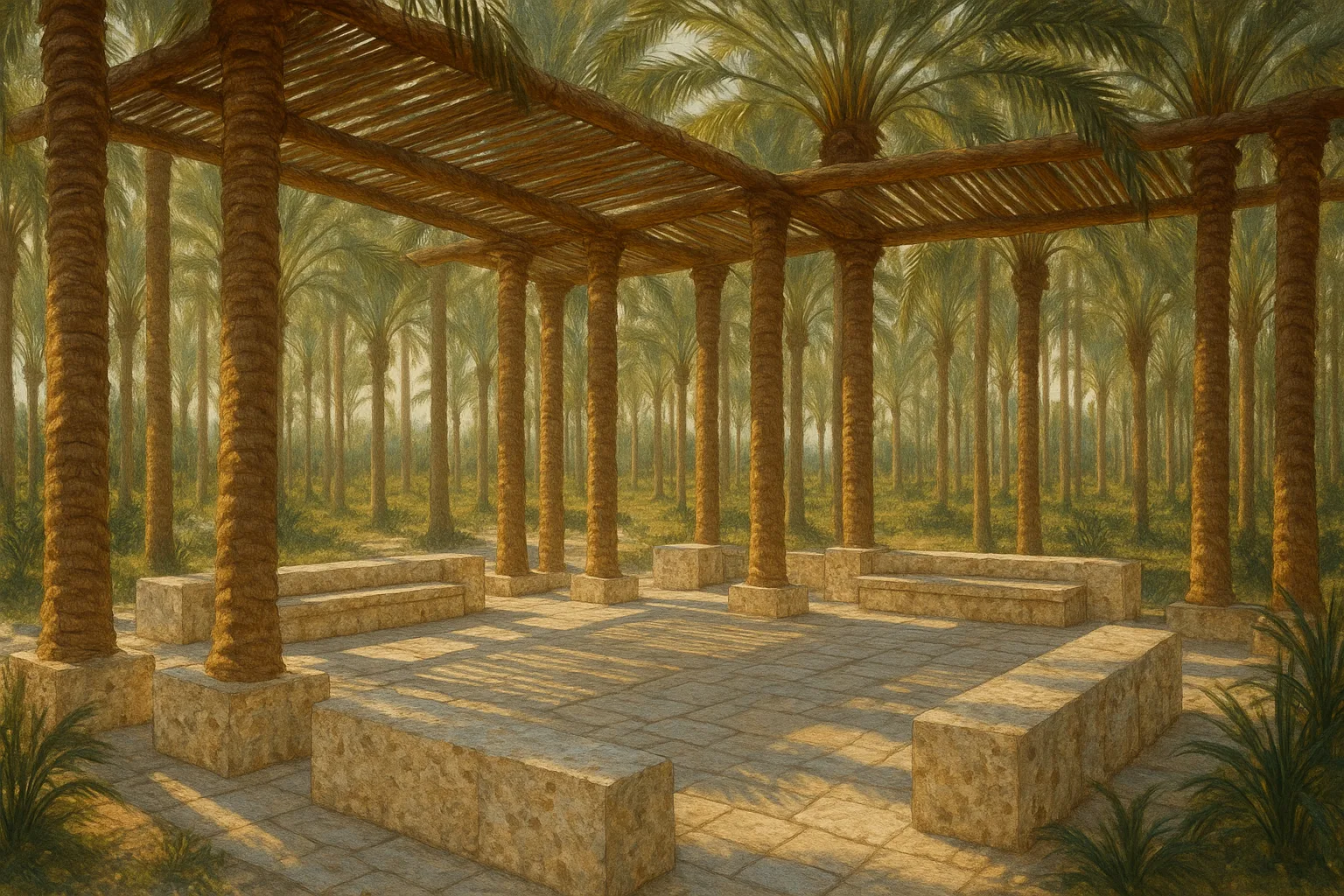 Expansive Open-air Agora Emerges Within a Vast Grove of Graceful