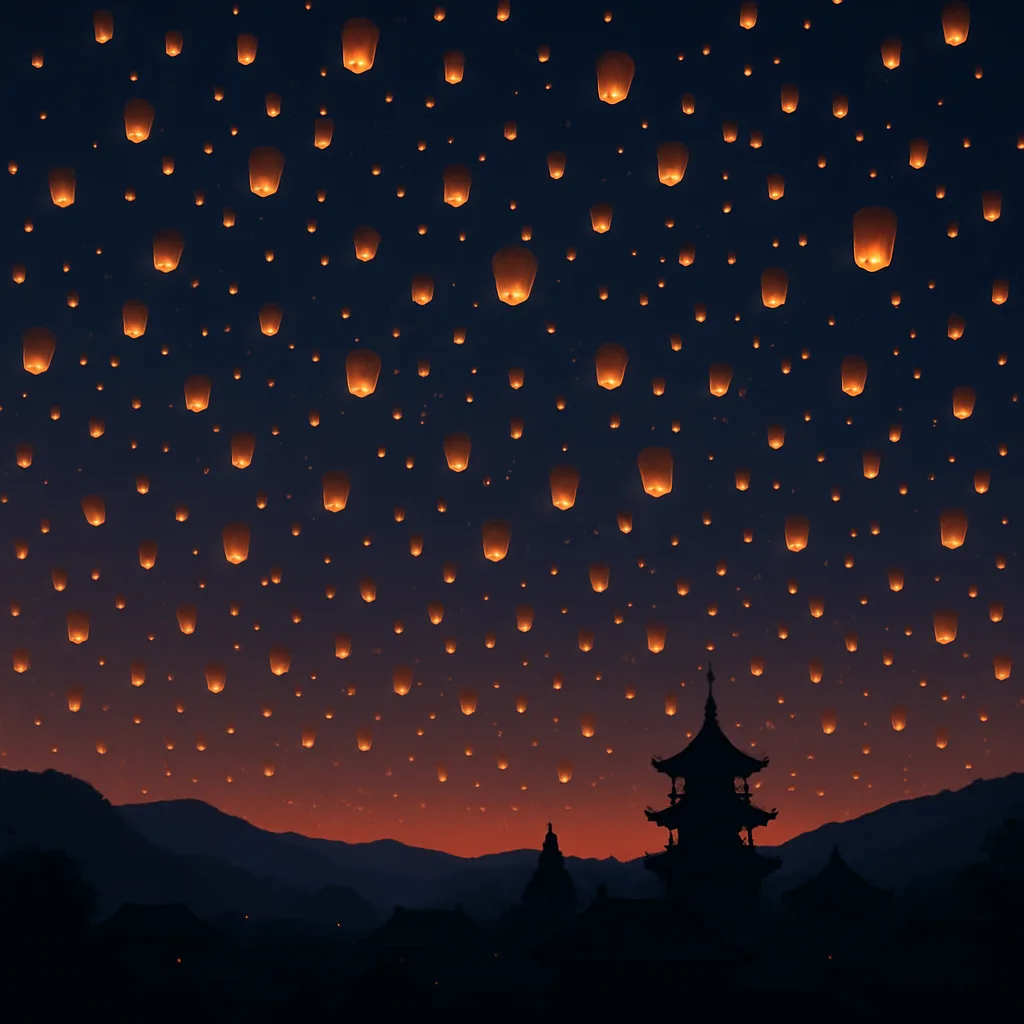 Thousands of Paper Lanterns Float Gently Upwards