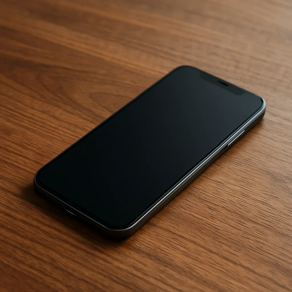 Contemporary Smartphone Resting on a Wooden Surface