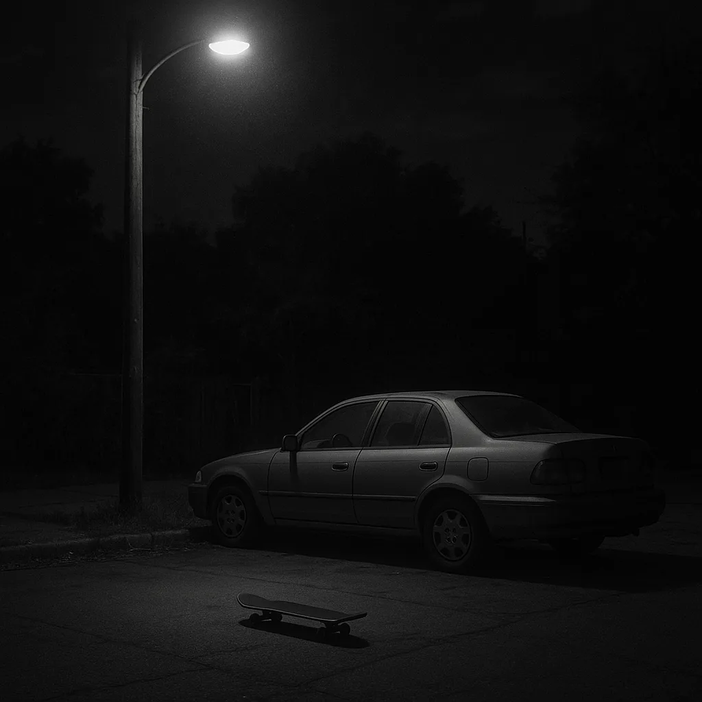 Somber Grayscale Depiction of a Deserted Skateboard